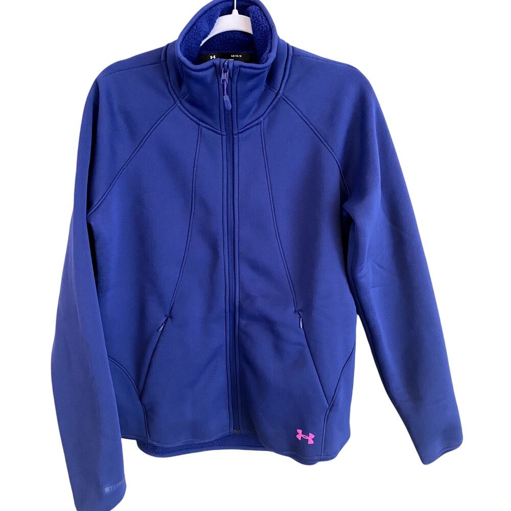 Under Armour ColdGear Storm Fleece Full Zip Jacket Blue Pink L NWT - Picture 1 of 5